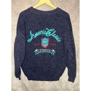 VINTAGE 1980s I.O.U. Brand Women's Embroidered Cardigan Sweater Size L